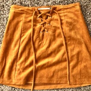 Lace-Up Mustard Skirt